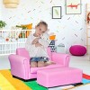Costway Pink Kids Sofa Armrest Chair Couch Lounge Children Birthday Gift w/ Ottoman - 3 of 4