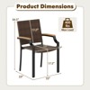 Costway Stacking Wicker Chairs Set of 2 with Acacia Wood Armrests & Metal Frame, Outdoor - 3 of 4