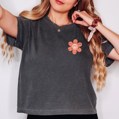 Simply Sage Market S.W.Smiley Checkered Mama Flowers Boxy Crop Top