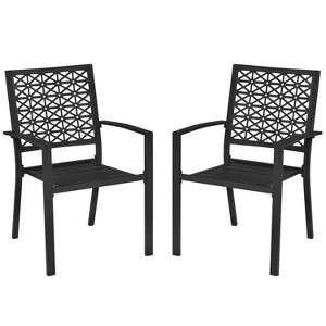 ADILE Heavy-Duty Metal Outdoor Patio Dining Chairs Set of 2, Black - 1 of 4