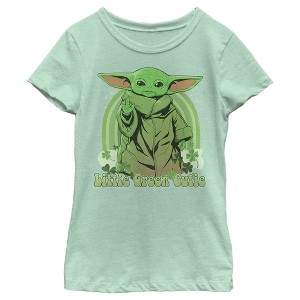 Girl's Star Wars The Mandalorian Grogu St. Patrick's Day Little Green Cutie T-Shirt - 1 of 4