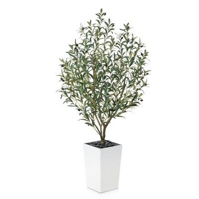 DR.Planzen 72" Artificial Olive Tree - 6FT UV Resistant Fake Plant with 15.7" Tall Planter Planter for Indoor House Plants & Tall Floor Decor