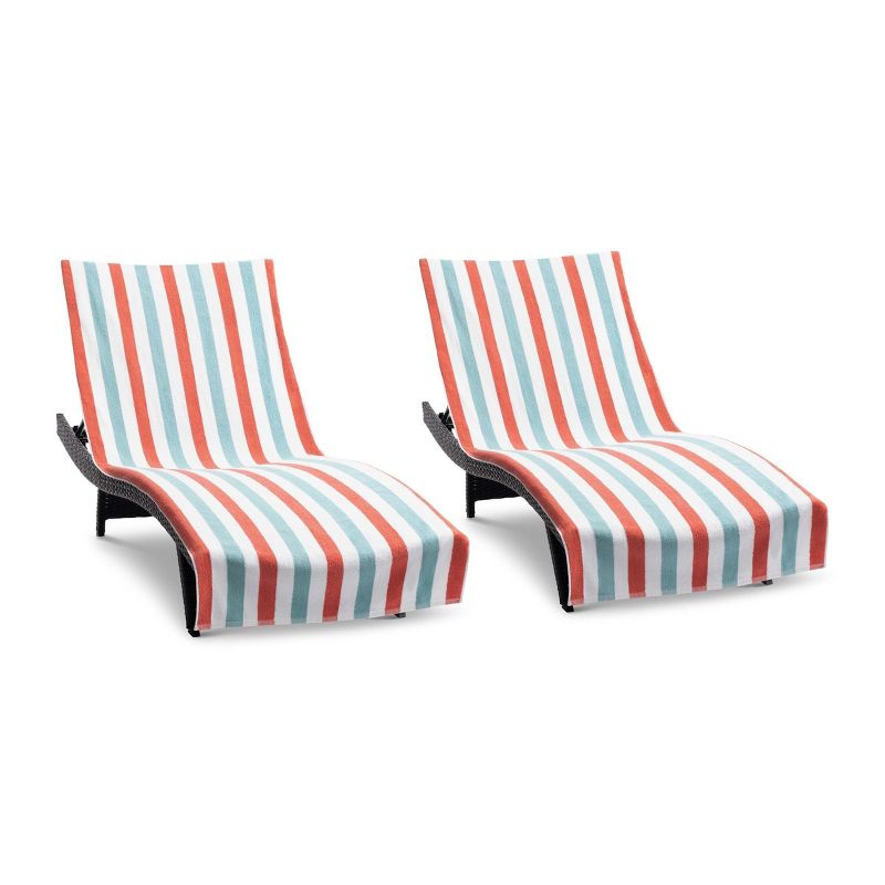 Arkwright Cabo Cabana Chaise Lounge Cover - (Pack of 2) 100% Cotton Terry Towels, Pool Chair Covers for Outdoor Beach Furniture, 30 x 85 in, 1 of 9