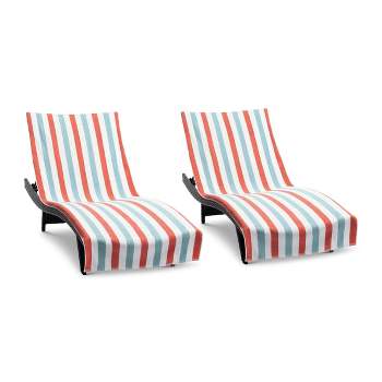Arkwright Cabo Cabana Chaise Lounge Cover - (Pack of 2) 100% Cotton Terry Towels, Pool Chair Covers for Outdoor Beach Furniture, 30 x 85 in