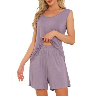INSPIRE CHIC Women's Cotton Soft Sleeveless Tank Top with Shorts Pajama Set