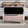 GlasFlength Ottomans and Benches Modern Storage Bench with Elegant Gold Base for Bedroom Living Room Entryway, Pink, 39.37"*15.75"*15.5" - 4 of 4
