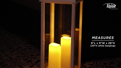 22" White Plastic LED Flameless Candle Lantern