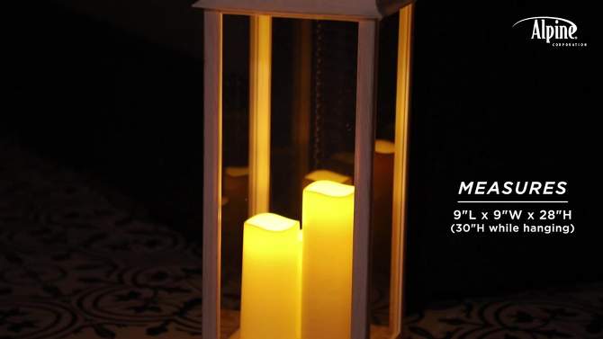 28&#34; Candlelit Lantern with LED Lights White - Alpine Corporation, 2 of 11, play video