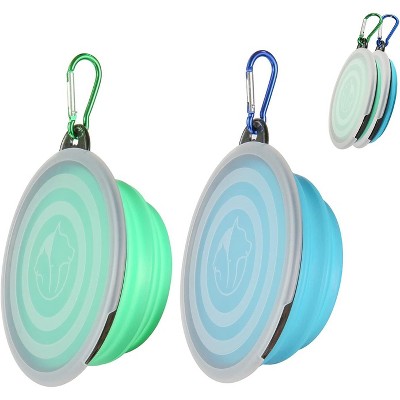 Collapsible Bowl with Cover Lids,2 Pack Dog Travel Bowls Portable Foldable Cat Water Dish Bowl