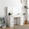 Gulches Vanity table with lighted mirror, vanity desk with 3 drawers and storage cabinet,3 color lighting modes adjustable brightness, white - 2 of 4