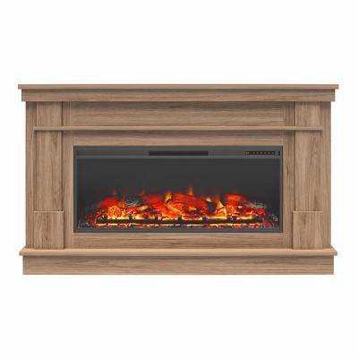 Ameriwood Home Elmcroft Wide Mantel with 43" Linear Electric Fireplace Insert