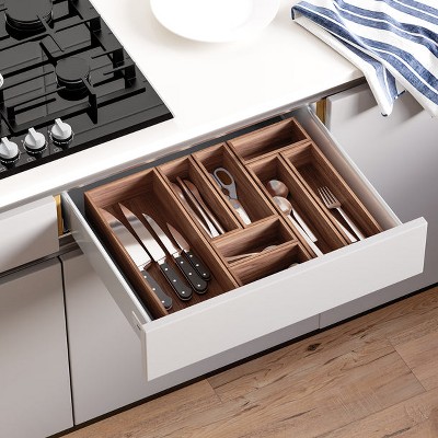 Seville Classics 10-Piece Acacia Wood Pantry Kitchen Drawer Storage Organizer Box Set — фото 4