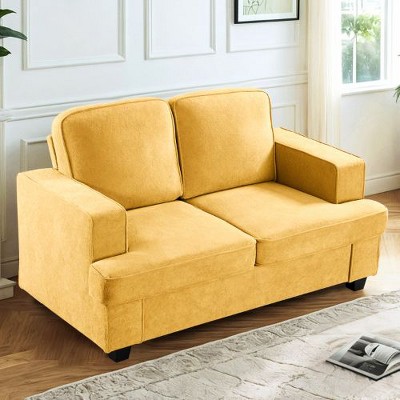 CAVINAS Modern Velvet Loveseat Sofa, Comfortable 2 Seater Couch with Deep Seating and High-Density Foam, Loose Back Cushions, Wide Arms