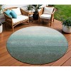 Pale Aqua And Gray Ombre Washable Indoor Outdoor Area Rug - 2 of 4