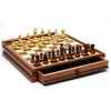 French Staunton Chess & Checkers Set - Weighted Pieces, Brown & Natural Wooden Board with Storage Drawers - 15 in. - 2 of 4