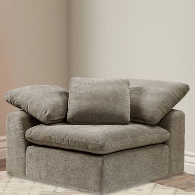 45" Naveen Accent Chair Khaki Linen - Acme Furniture: Contemporary Modular, No Assembly Required
