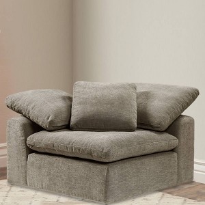 45" Naveen Accent Chair Khaki Linen - Acme Furniture: Contemporary Modular, No Assembly Required - 1 of 4