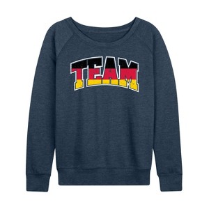 Women's - Instant Message - Team Germany Lightweight French Terry Wide Neck Long Sleeve Graphic Shirt - 1 of 4