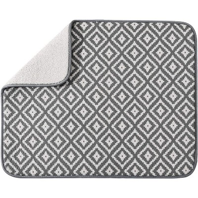 LunaLulinlk Microfiber Dish Drying Mat for Kitchen Counter, Absorbent Dishes Drainer/Rack Pad for Countertop, 19.2 by 15.8 Inches (Rhombus)