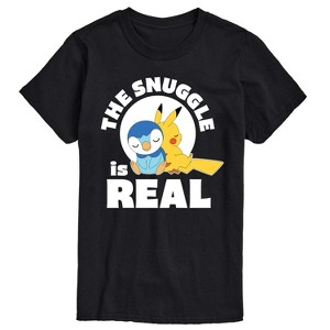 Men's - Pokémon - The Snuggle Is Real Pikachu and Piplup -Men's Short Sleeve Graphic T-Shirt Short Sleeve Graphic T-Shirt - 1 of 4