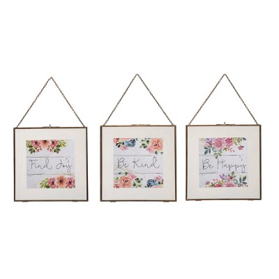 Transpac Glass Floating Frame Set of 3 Spring Home Decorations
