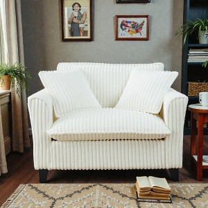 Mshliw Corduroy Lazy Sofa Chair with Backrest and Armrests, Single Sofa, Soft Cushion Single Seating Lounge Chair for Living Room Bedroom - 1 of 4