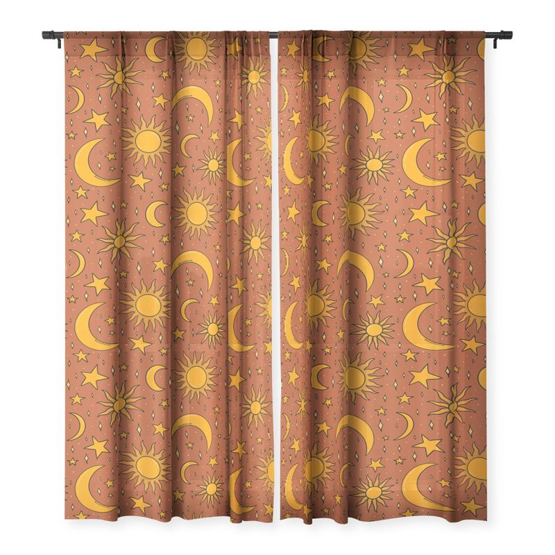 Doodle By Meg Vintage Star and Sun in Rust Single Panel Sheer Window Curtain - Society6, 3 of 7