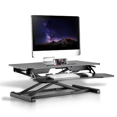 Pyle PDRIS14 Portable Compact 31.5-Inch Computer Monitor Rising Desk Stand Table Work Station with Adjustable Height and Keyboard Tray