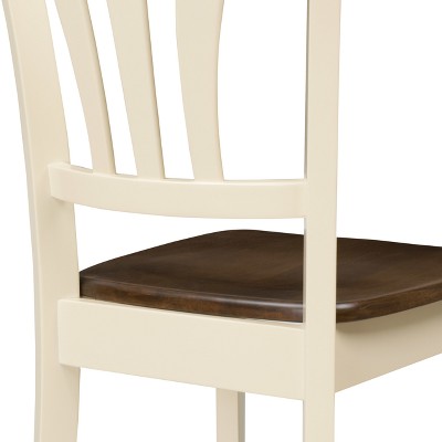 High Ladderback Cream and Brown Wood Side Chair Set