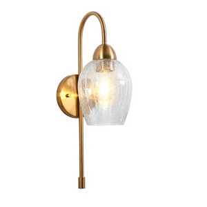 LNC Mirabellisation 1-Lights 5.1" Modern Armed Crackled-Glass Wall Lights, Polished Gold - 1 of 4