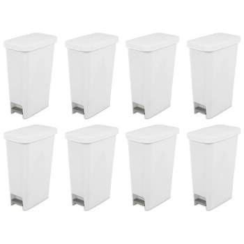 Sterilite 13 Gallon Plastic Swing Top Spave Saving Flat Side Lidded  Wastebasket Trash Can For Kitchen, Garage, Or Workspace, White (4 Pack) :  Target