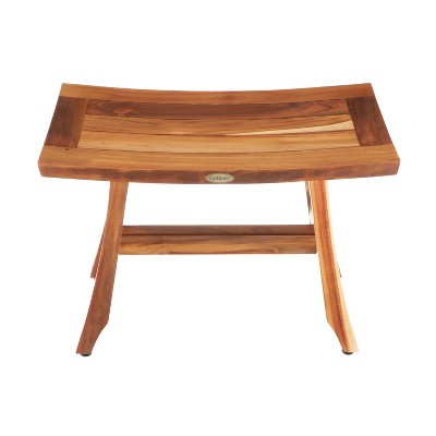 24" Teak Wood Shower Bench with Crossbar