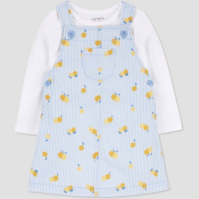 Image of Carter's Just One You® Baby Girls' Striped Lemon Jumpsuit - 6M