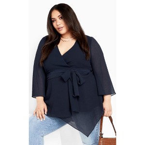 Women's Plus Size Arya Top - navy | CITY CHIC - 1 of 4