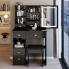 Small Vanity Desk with LED Lighted Mirror & Cushioned Stool, Compact Design with Sliding Drawer for Teen Girls Bedroom-Cuddlewood - 2 of 4