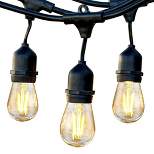 Brightech Ambience Pro Outdoor String Lights with 15 Hanging Sockets & Soft White LED Edison Bulb for Outside Backyard Cafe Patio or Porch, 48 Foot