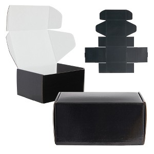 Stockroom Plus 25 Pack Corrugated Packaging Boxes for Shipping, Cardboard Mailers for Small Business, Boutiques, Black, 8 x 6 x 4 in - 1 of 4