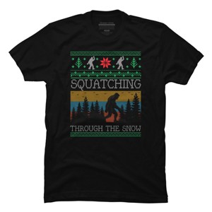 Men's Design By Humans Christmas Retro Sasquatch Vintage Bigfoot Ugly Christmas Sweater By pahari T-Shirt - 1 of 4