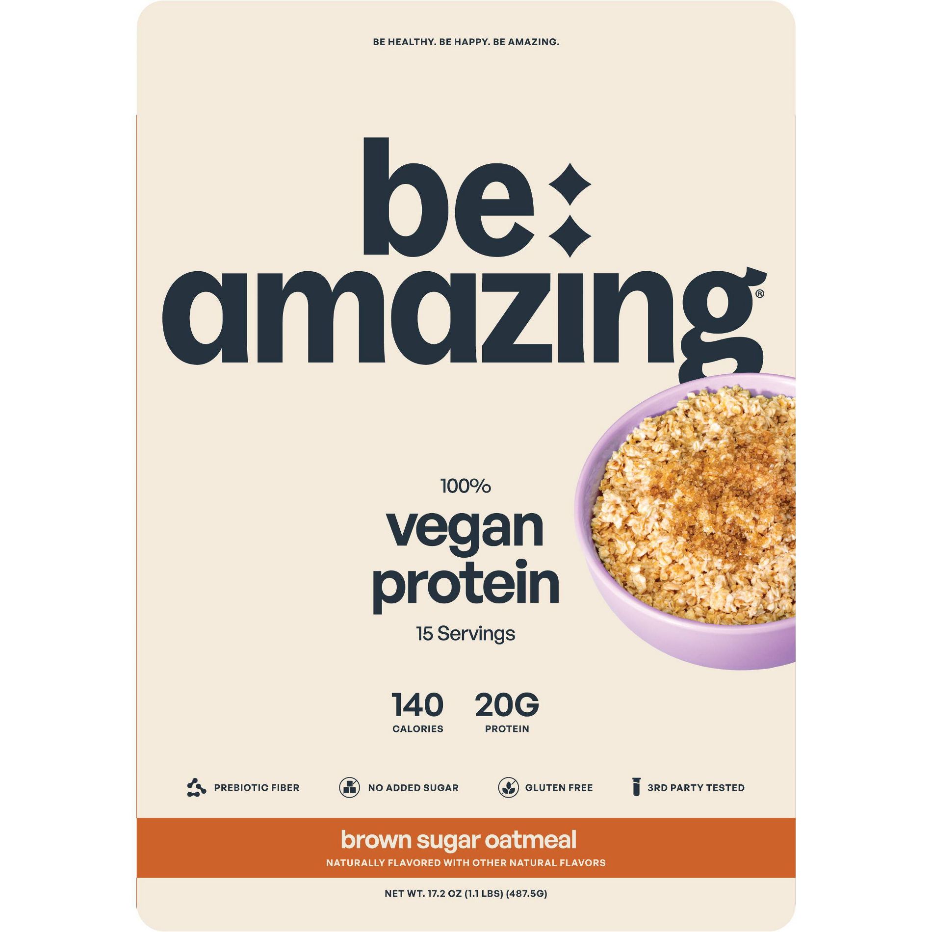 Be Amazing Oatmeal Vegan Protein Powder - Brown Sugar - 17.2oz