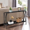 Costway 2 Tier Console Table Narrow Accent Side Entryway Table Metal Frame Black - 3 of 4