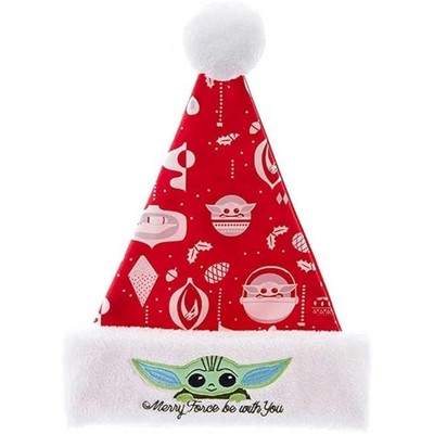 Kurt Adler Star Wars Mandalorian Santa Hat – Officially Licensed Holiday Hat with “Merry Force Be With You” Cuff, 12”