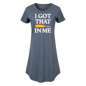 Women's - Instant Message - I Got That Corn Dog In Me Graphic T-shirt Dress - 1 of 4