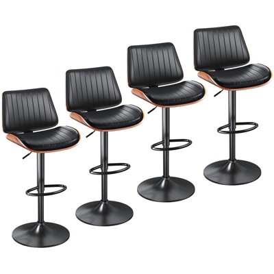 Gikpal Swivel Barstools for Kitchen Island with Bentwood Back & Leather Seat, Counter Height Bar Chair with Back & Footrest, for Kitchen, Dining Room