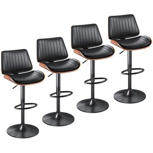 Gikpal Swivel Barstools for Kitchen Island with Bentwood Back & Leather Seat, Counter Height Bar Chair with Back & Footrest, for Kitchen, Dining Room - 1 of 4