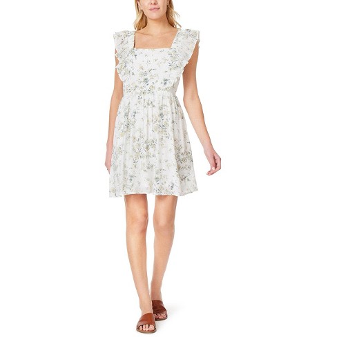 Wallflower Women's Morgan Floral Flutter Sleeve Dress, White, S : Target