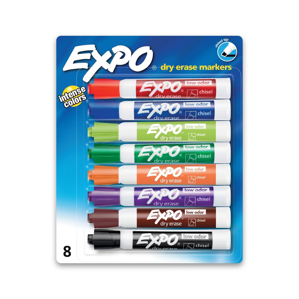 Photos - Felt Tip Pen Expo 8pk Dry Erase Markers Chisel Tip Multicolored: Whiteboard & Office Supplies, Low-Odor, Bold & Fine Point, Ages 3+