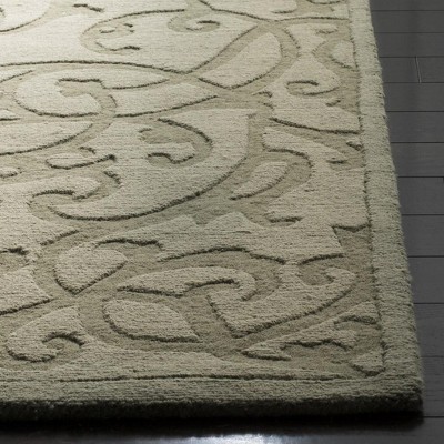 Sage Hand-Tufted Wool Area Rug with Etched Design