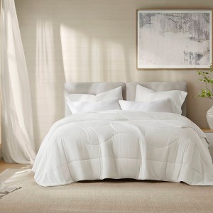 Solid Color Breathable Cooling Comforter, Ultra Soft Premium Cozy Textile Lightweight Reversible Bed Blanket for Hot Season, White, King/Cal King - 1 of 4
