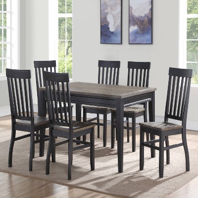 Ebony and Driftwood Transitional Slat Back Side Chair Set