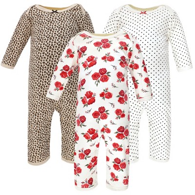 Image of Hudson Baby Infant Girl Cotton Coveralls, Basic Rose Leopard, 0-3 Months